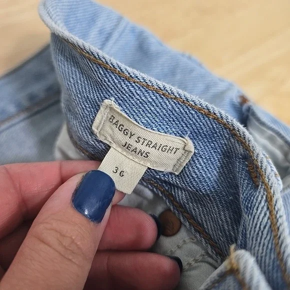 Madewell Baggy Straight Jeans Medium Blue Wash Size 30 Relaxed Fit Denim Casual - Picture 3 of 9